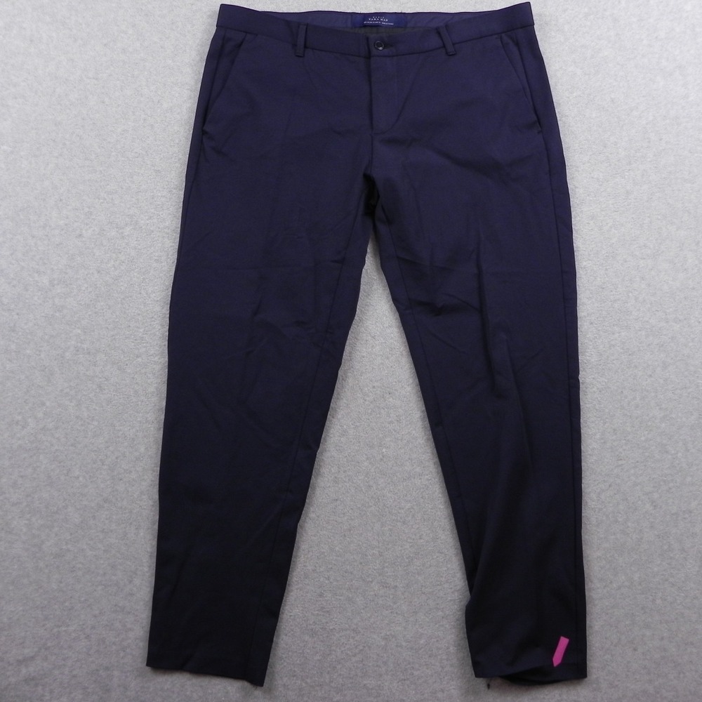 Zara Man Pants Mens 36 Basic Khaki Chino Business Casual Flat Front Navy Blue